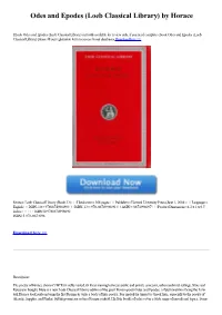 Odes and Epodes (Loeb Classical Library) by Horace