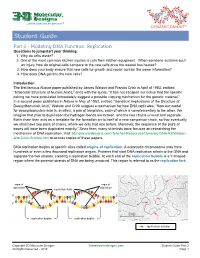 Part 2 - Modeling DNA Function: Replication Questions to Jumpstart Your Thinking 1