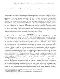 Social Cleavages and Party Alignment in Botswana: Dominant Party System Debate Revisited