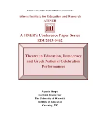 ATINER's Conference Paper Series EDU2013-0462 Theatre In