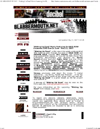 BLABBERMOUTH.NET - 'Waking up Dead' Movie Featuring Ex-SK