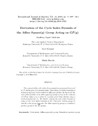 Derivation of the Cycle Index Formula of the Affine Square(Q)
