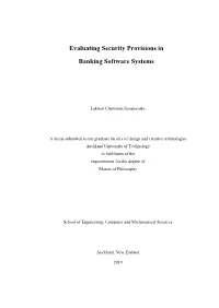 Evaluating Security Provisions in Banking Software Systems