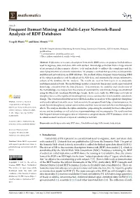 Frequent Itemset Mining and Multi-Layer Network-Based Analysis of RDF Databases