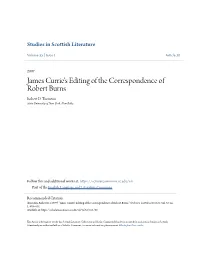 James Currie's Editing of the Correspondence of Robert Burns Robert D