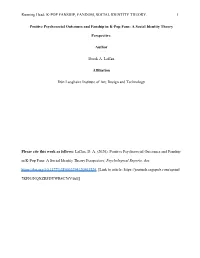 Running Head: K-POP FANSHIP, FANDOM, SOCIAL IDENTITY THEORY