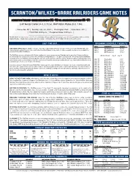 Scranton/Wilkes-Barre Railriders Game Notes