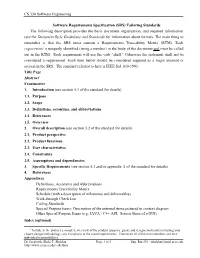 Software Requirements Specification (SRS) Tailoring Standards
