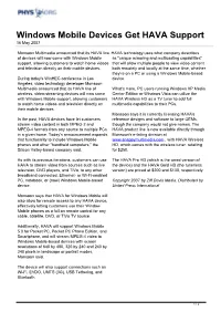 Windows Mobile Devices Get HAVA Support 16 May 2007