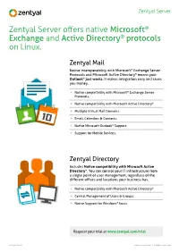 Zentyal Server Offers Native Microsoft® Exchange and Active Directory® Protocols on Linux