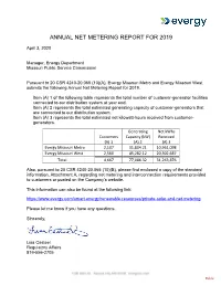 Annual Net Metering Report for 2019