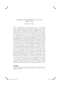Categories and Universals in the Later Middle Ages