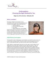 Contraception: Choosing the Right Method for You