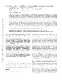 Detection of Time Reversibility in Time Series by Ordinal Patterns Analysis J