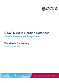 EACTS Adult Cardiac Database Quality Improvement Programme