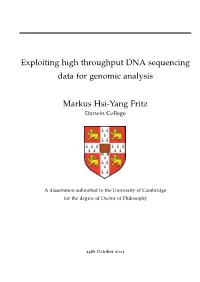 Exploiting High Throughput DNA Sequencing Data for Genomic Analysis
