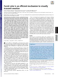 Facial Color Is an Efficient Mechanism to Visually Transmit Emotion
