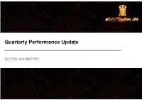 Quarterly Performance Update
