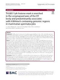 Th2bs11ph Histone Mark Is Enriched in the Unsynapsed Axes of the XY Body and Predominantly Associates with H3k4me3-Containing Ge