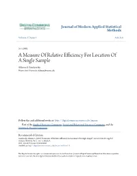 A Measure of Relative Efficiency for Location of a Single Sample Shlomo S