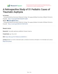 A Retrospective Study of 51 Pediatric Cases of Traumatic Asphyxia