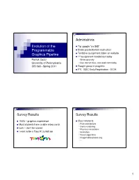Evolution of the Programmable Graphics Pipeline Graphics Pipeline