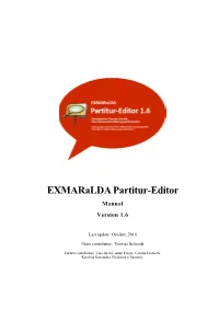 Exmaralda Partitur-Editor Manual Version 1.6