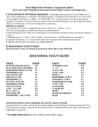 HIGH SCHOOL VAULT VALUES Round-Off Entry Vaults Are Allowed
