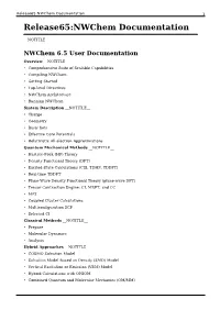 Release65:Nwchem Documentation 1 Release65:Nwchem Documentation