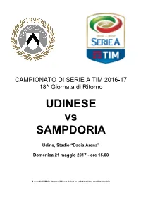 UDINESE Vs SAMPDORIA