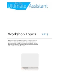Workshop Topics 2015