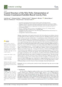 Crustal Structure of the Nile Delta: Interpretation of Seismic-Constrained Satellite-Based Gravity Data
