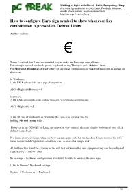 How to Configure Euro Sign Symbol to Show Whenever Key Combination Is Pressed on Debian Linux
