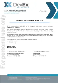 Junee Project, Devex Is Now Rapidly Advancing Towards Priority Drill Targets in the World-Class Lachlan Fold Belt Region