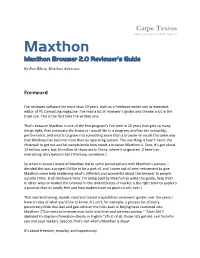 Maxthon Browser 2.0 Reviewer’S Guide