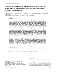 Thermal Acclimation of Leaf and Root Respiration: an Investigation Comparing Inherently Fast- and Slow- Growing Plant Species