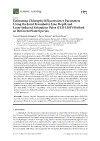 Estimating Chlorophyll Fluorescence Parameters Using the Joint Fraunhofer Line Depth and Laser-Induced Saturation Pulse (FLD-LISP) Method in Different Plant Species