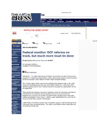 Federal Monitor: DCF Reforms on Track, but Much More Must Be Done
