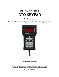 GTO Keypad Manual, V5.001