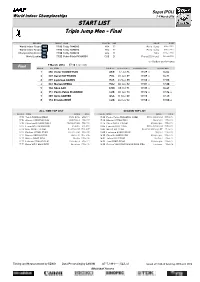 START LIST Triple Jump Men - Final