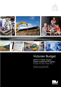 Victorian Budget 2010-11 Public Sector Asset Investment Program Budget Information Paper No