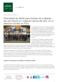Diversidad De Oferta Para Turistas De Cualquier Tipo De Interés En Cualquier Época Del Año, En El Stand De Sevilla En Fitur