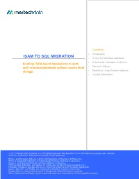 Isam to Sql Migration