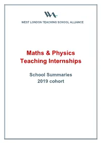 Maths & Physics Teaching Internships