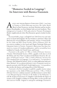 “Memories Seeded in Longings”: an Interview with Bernice Eisenstein
