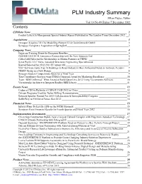 PLM Industry Summary Jillian Hayes, Editor Vol