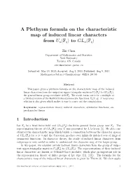 A Plethysm Formula on the Characteristic Map of Induced Linear Characters from Un(Fq) to Gln(Fq)