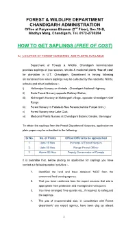Application for Tree Planting Programme Forests Department, UT, Chandigarh