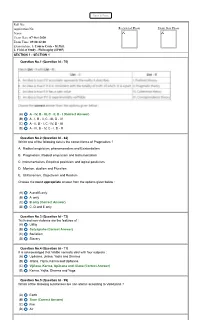 Roll No: Application No: Name: Exam Date: 07-Oct-2020 Exam Time: 09