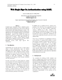 Web Single Sign-On Authentication Using SAML